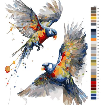 Návod pro malování podle čísel Barevní ptáci