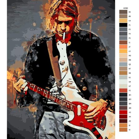 Návod pro malování podle čísel Kurt Cobain 02