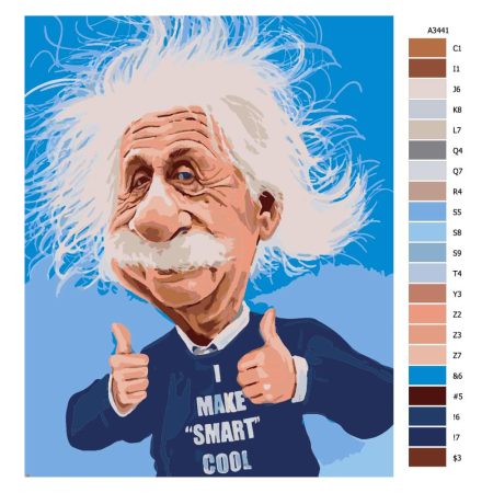 Návod pro malování podle čísel Cool Albert Einstein