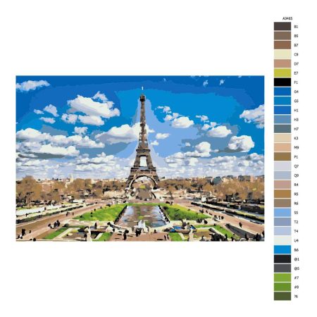 Návod pro malování podle čísel Eiffelova věž