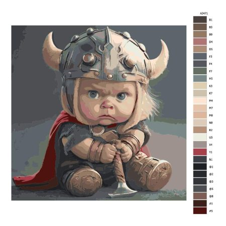 Návod pro malování podle čísel Malý Viking
