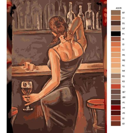Návod pro malování podle čísel Žena na baru
