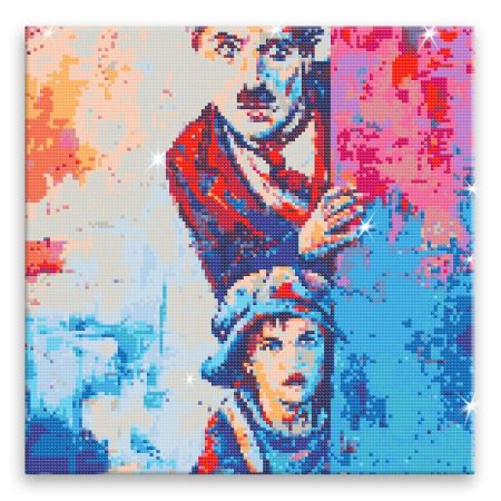 Diamantové malování Charley Chaplin v barvách