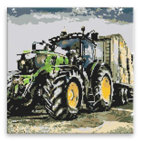 Diamantové malování Traktor na poli