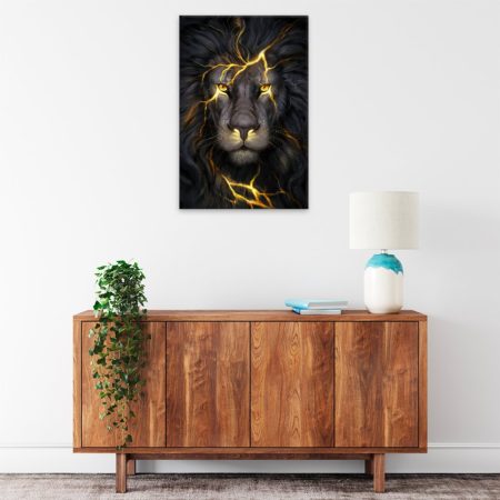 Obraz na plátně Lev s blesky