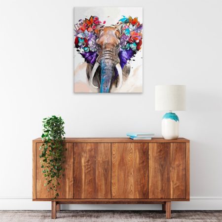Obraz na plátně Slon s motýli