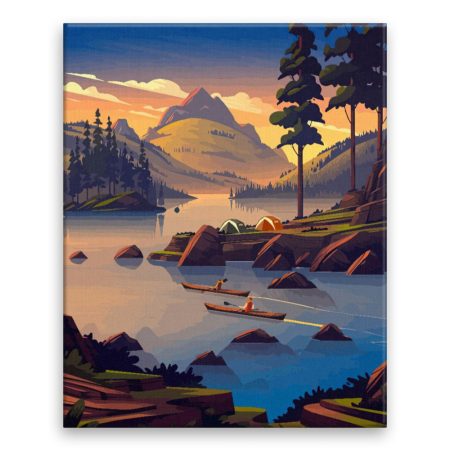 Fotoobraz na plátně Kempování u jezera