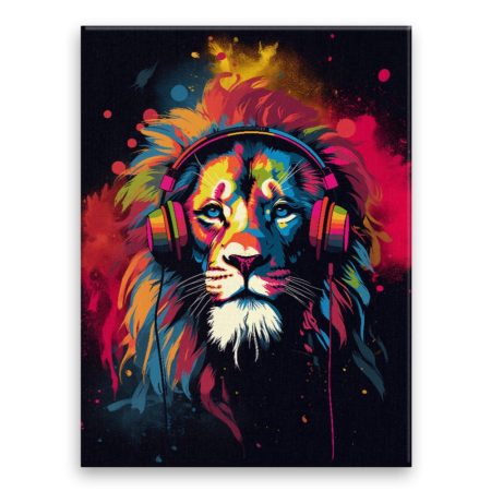 Fotoobraz na plátně Lev v rytmu hudby