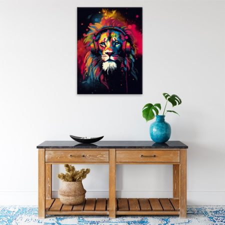 Obraz na plátně Lev v rytmu hudby